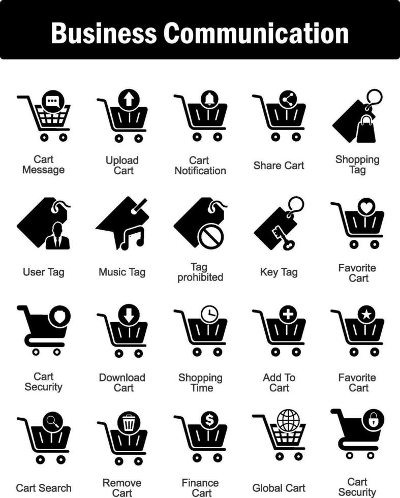 A set of 20 business icons as cart message, upload cart, cart notification vector