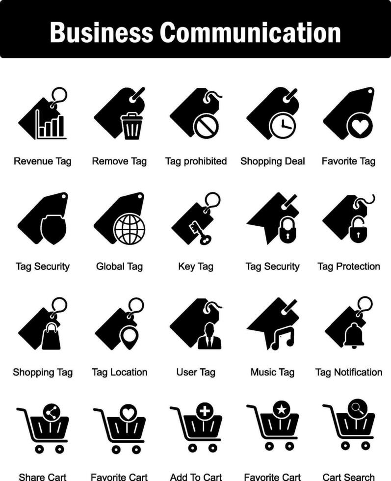 A set of 20 business icons as revenue tag, remove tag, tag prohibited vector