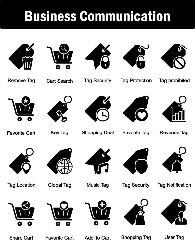 A set of 20 business icons as remove tag, cart search, tag security vector