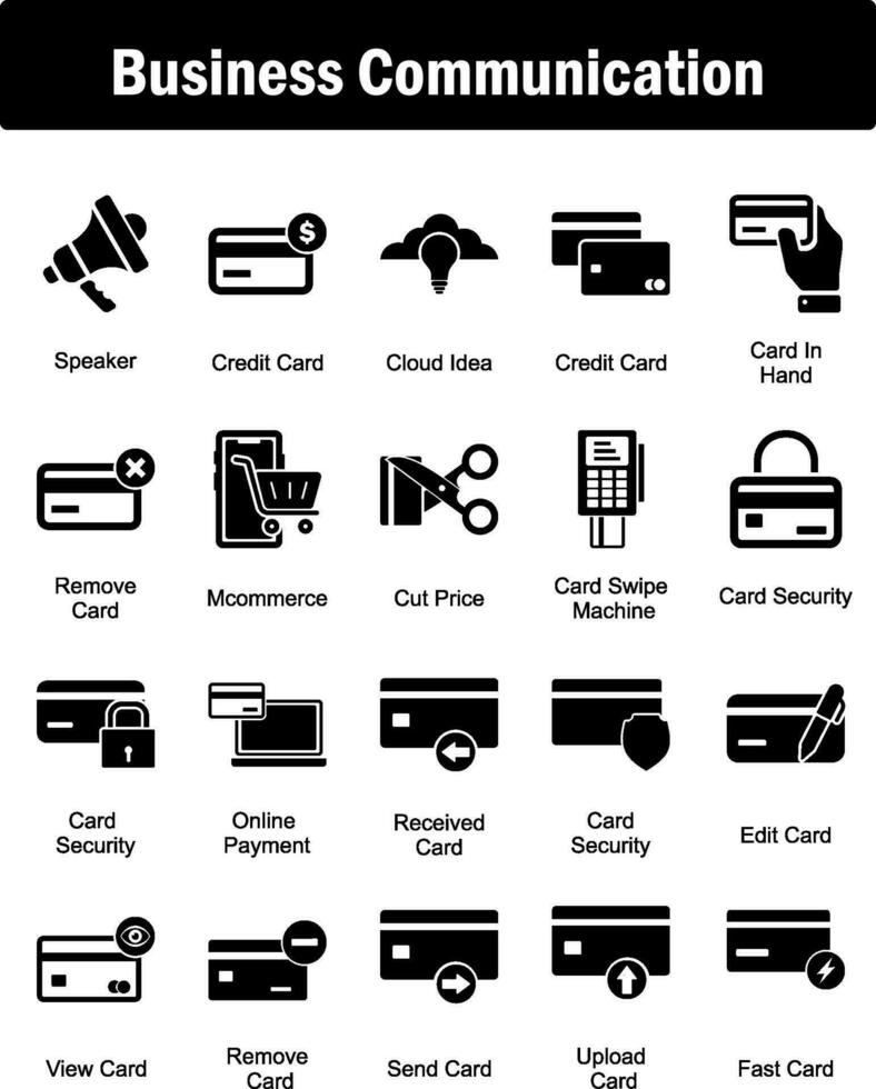 A set of 20 business icons as speaker, credit card, cloud idea vector