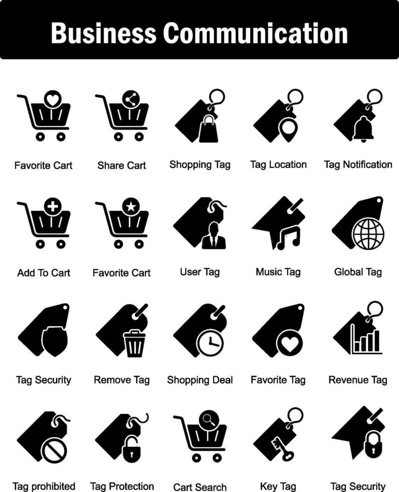 A set of 20 business icons as favorite cart, share cart, shopping vector