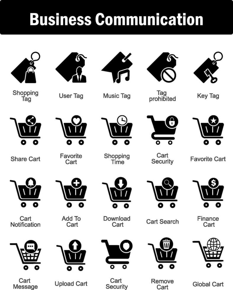 A set of 20 business icons as shopping tag, user tag, music tag vector