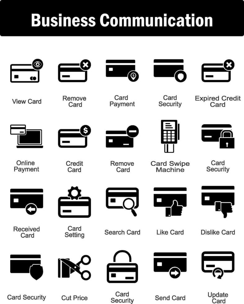 A set of 20 business icons as view card, remove card, card payment vector
