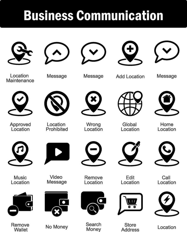 A set of 20 business icons as location maintenance, message, add location vector