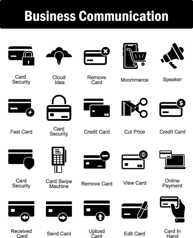 A set of 20 business icons as card security, cloud idea, remove card vector