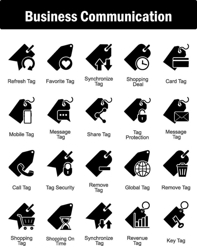 A set of 20 business icons as refresh tag, favorite tag, synchronize tag vector