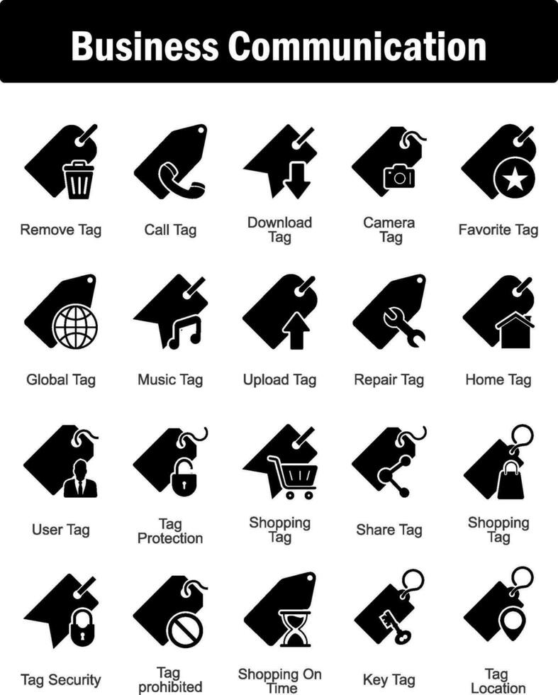 A set of 20 business icons as remove tag, call tag, download tag vector