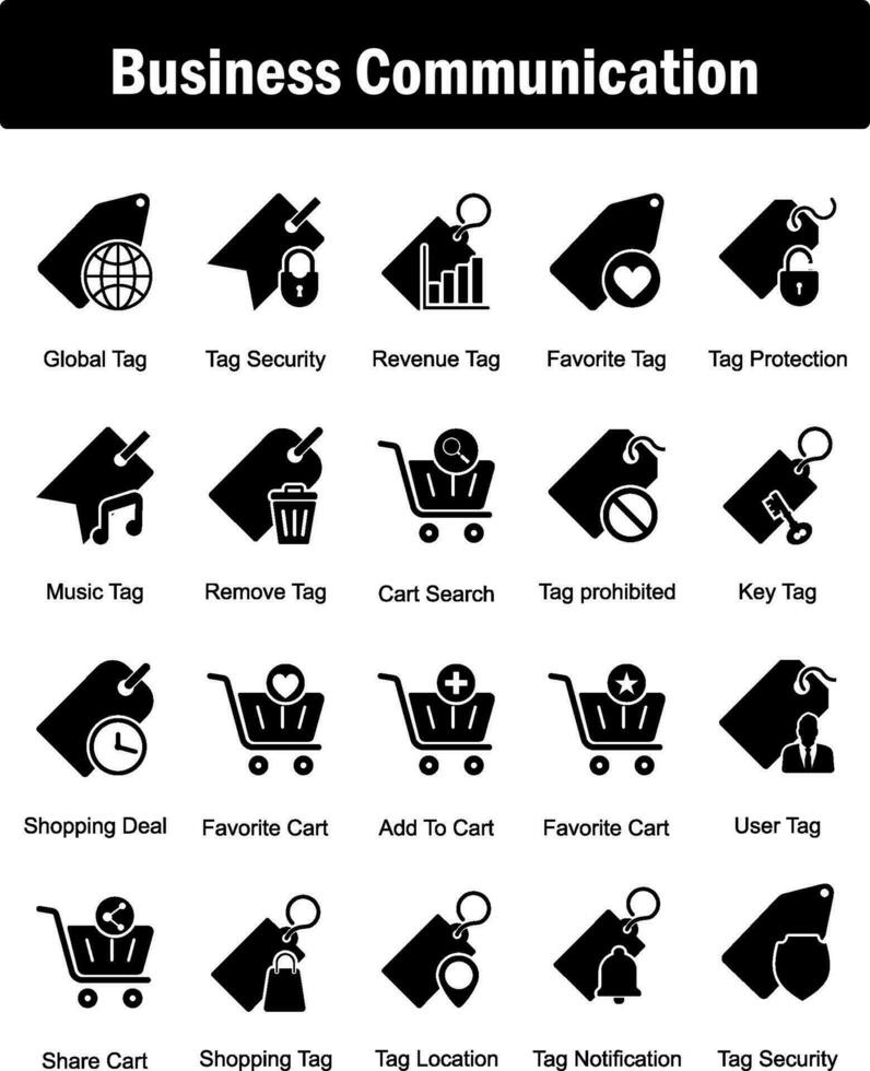 A set of 20 business icons as global tag, tag security, revenue tag vector