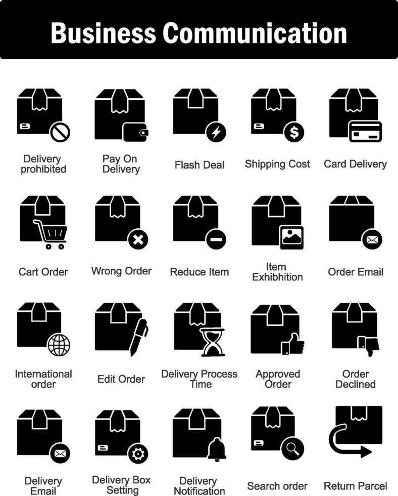 A set of 20 business icons as delivery prohibited, pay on delivery, flash deal vector