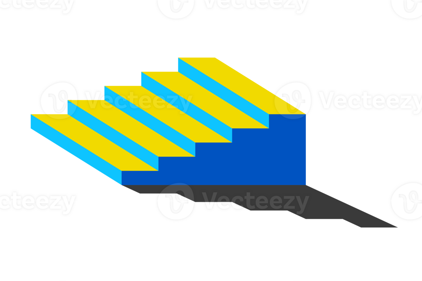 3d isométrique escalier 5 pas rétro Couleur avec ombre pour affaires et travail processus concept. graphique Ressource pour copie espace. illustration abstrait transparent Contexte. png