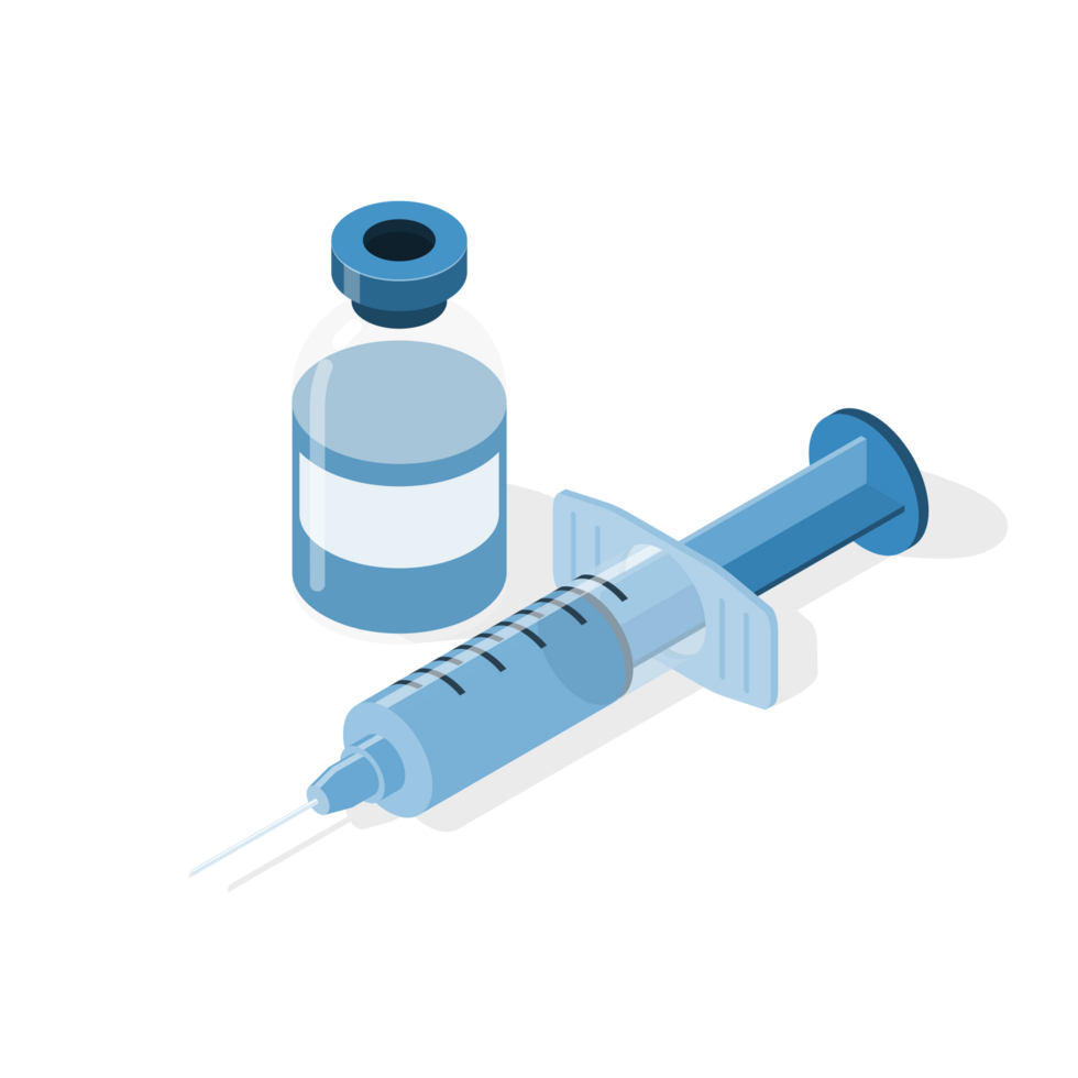 plastic injectiespuit met vaccin fles geïsoleerd png