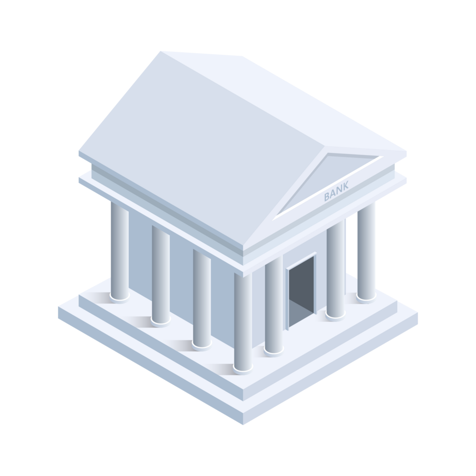 Bank building isometric icon png