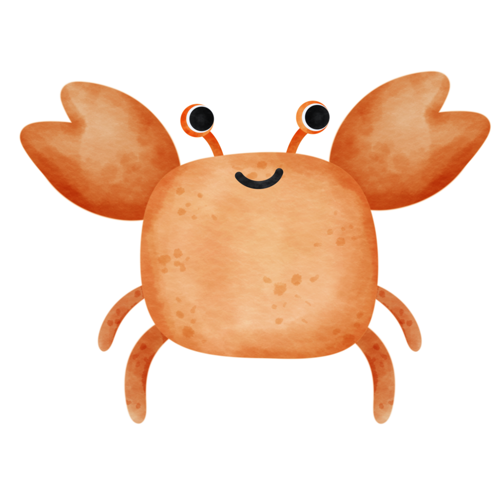 Crab cute cartoon character watercolor painting. png