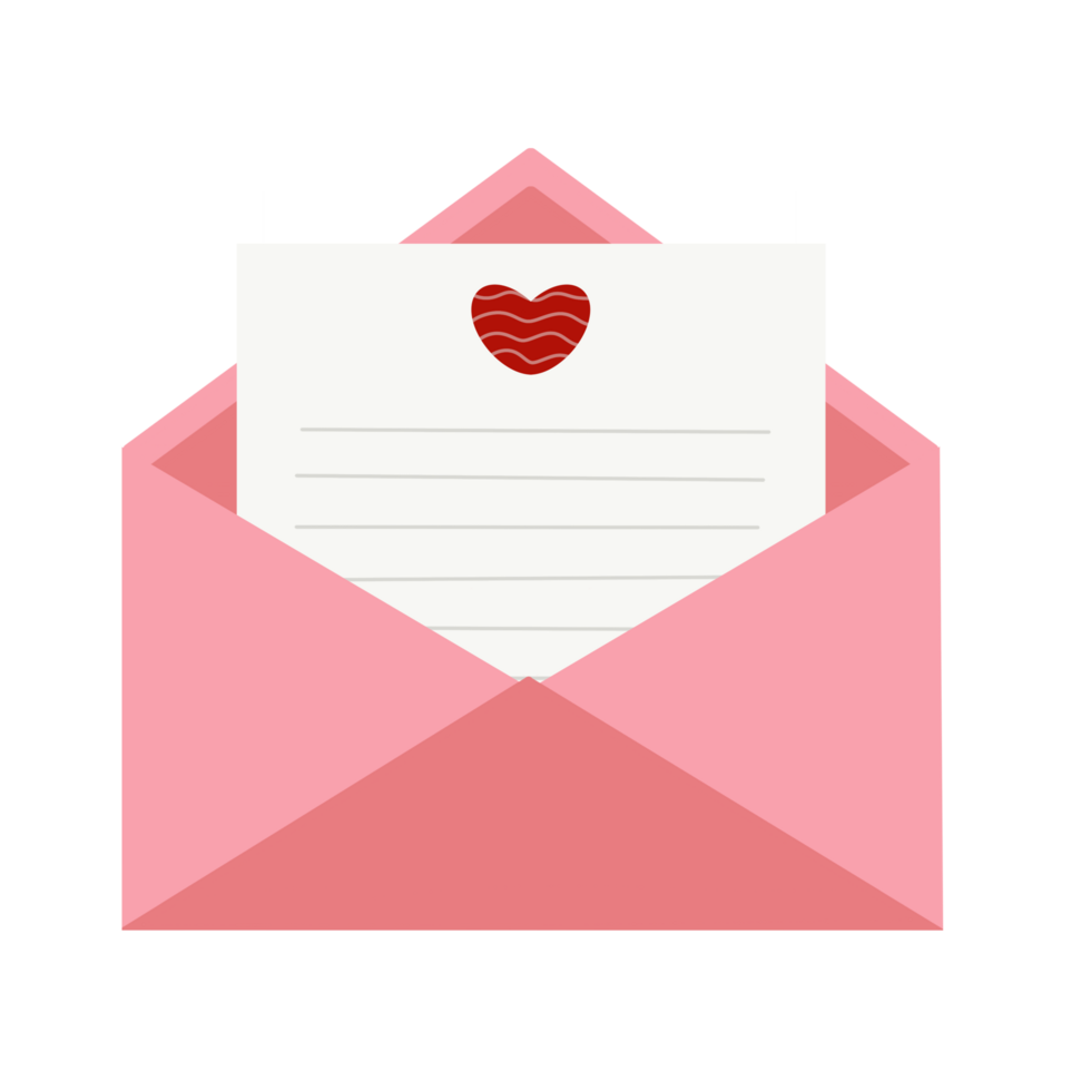 Pink love letter envelope png