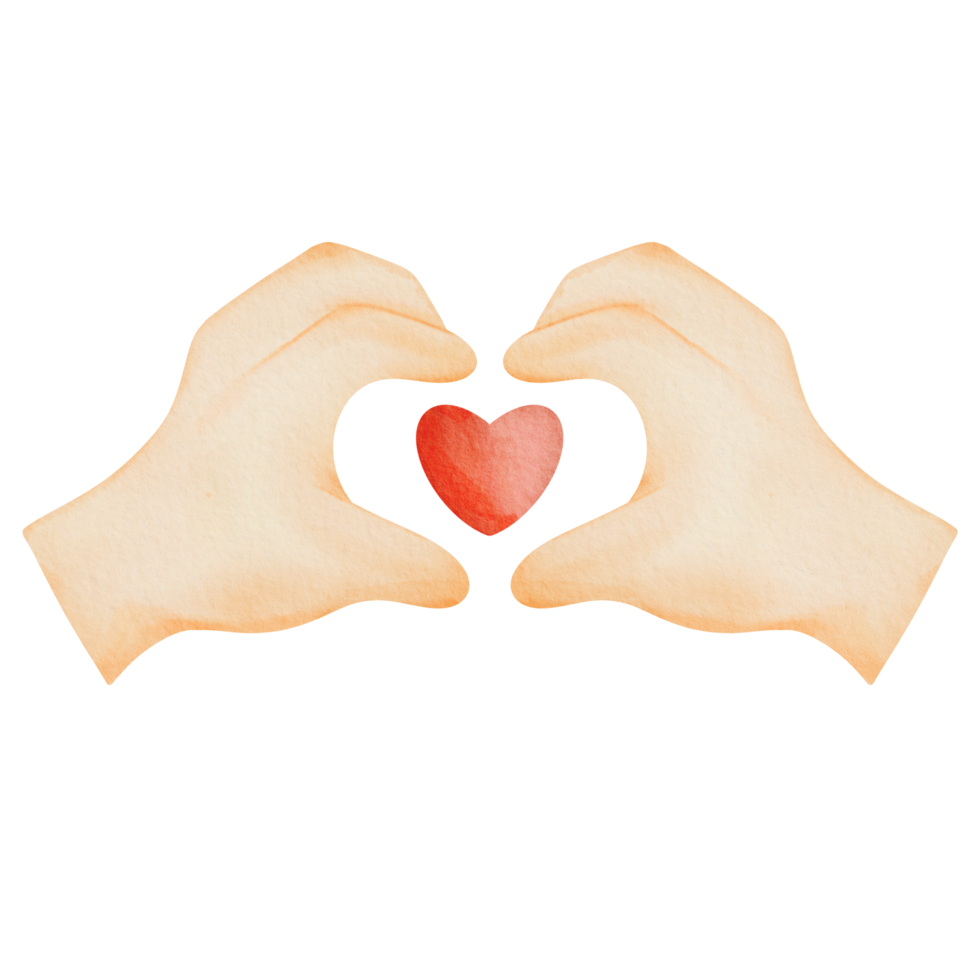 Watercolor Hand Drawn Finger Heart png