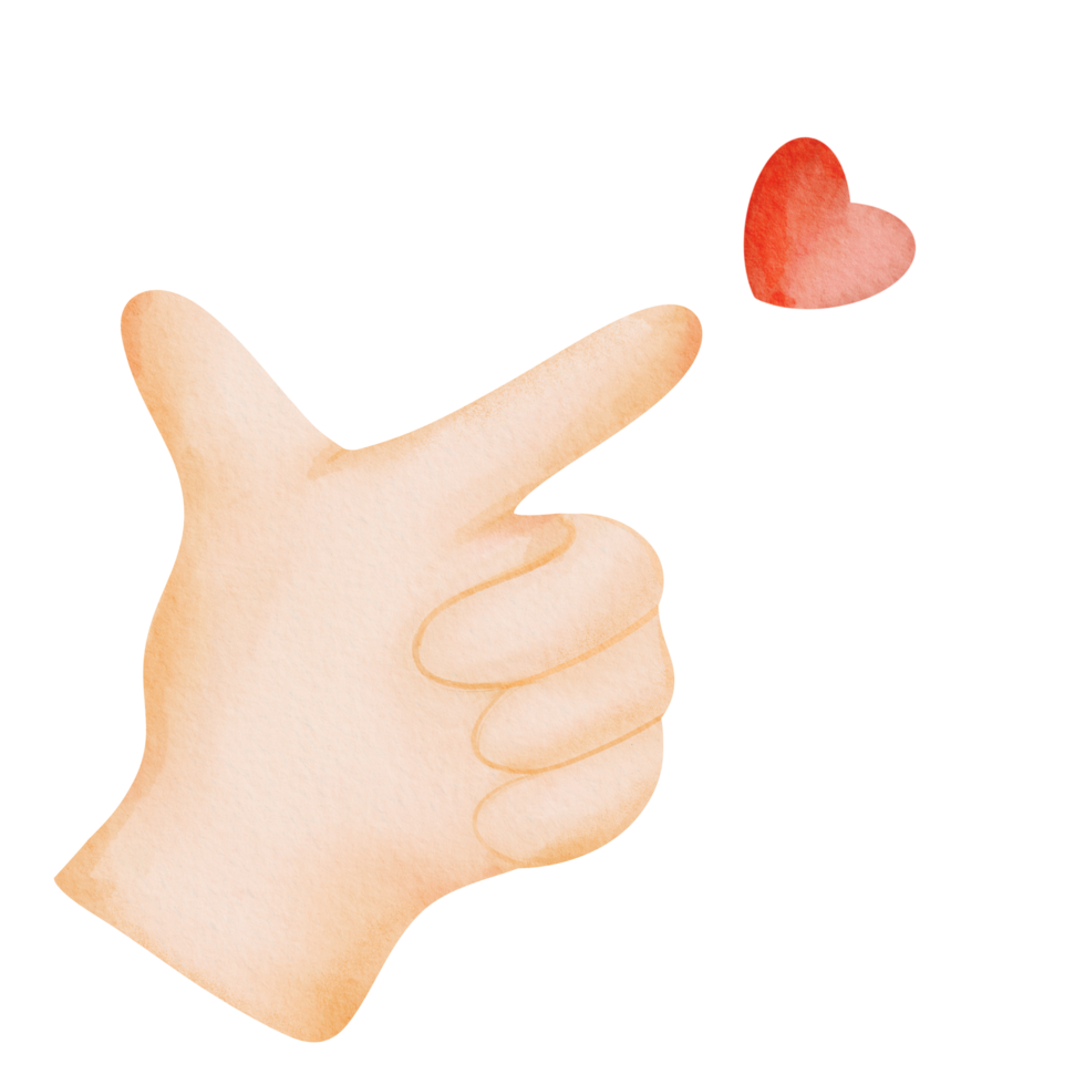 Watercolor Hand Drawn Finger Heart png