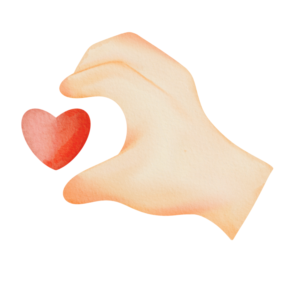 Watercolor Hand Drawn Finger Heart png