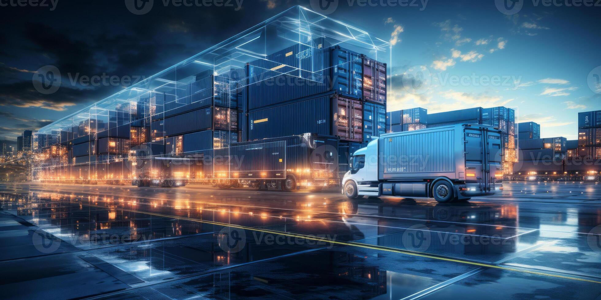 Logistics and transportation, Network distribution of Container Cargo. AI Generated photo