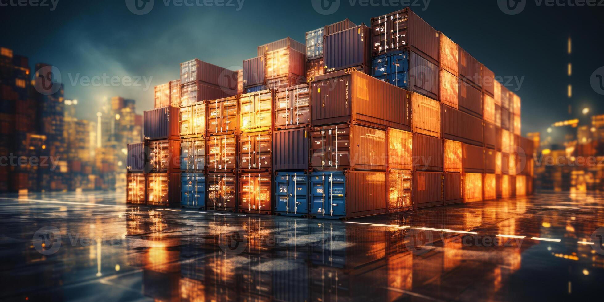 Logistics and transportation, Network distribution of Container Cargo. photo