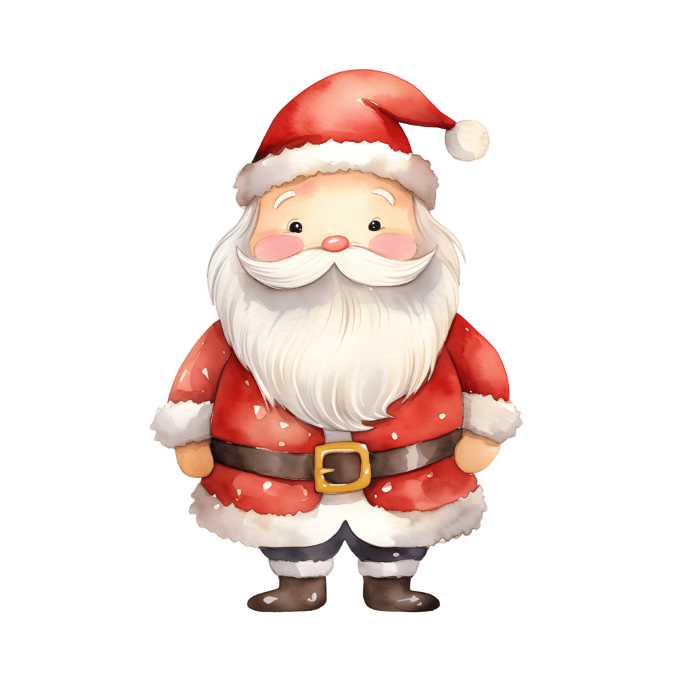 festlich Aquarell Charme süß Santa claus auf transparent png Hintergrund ai generativ