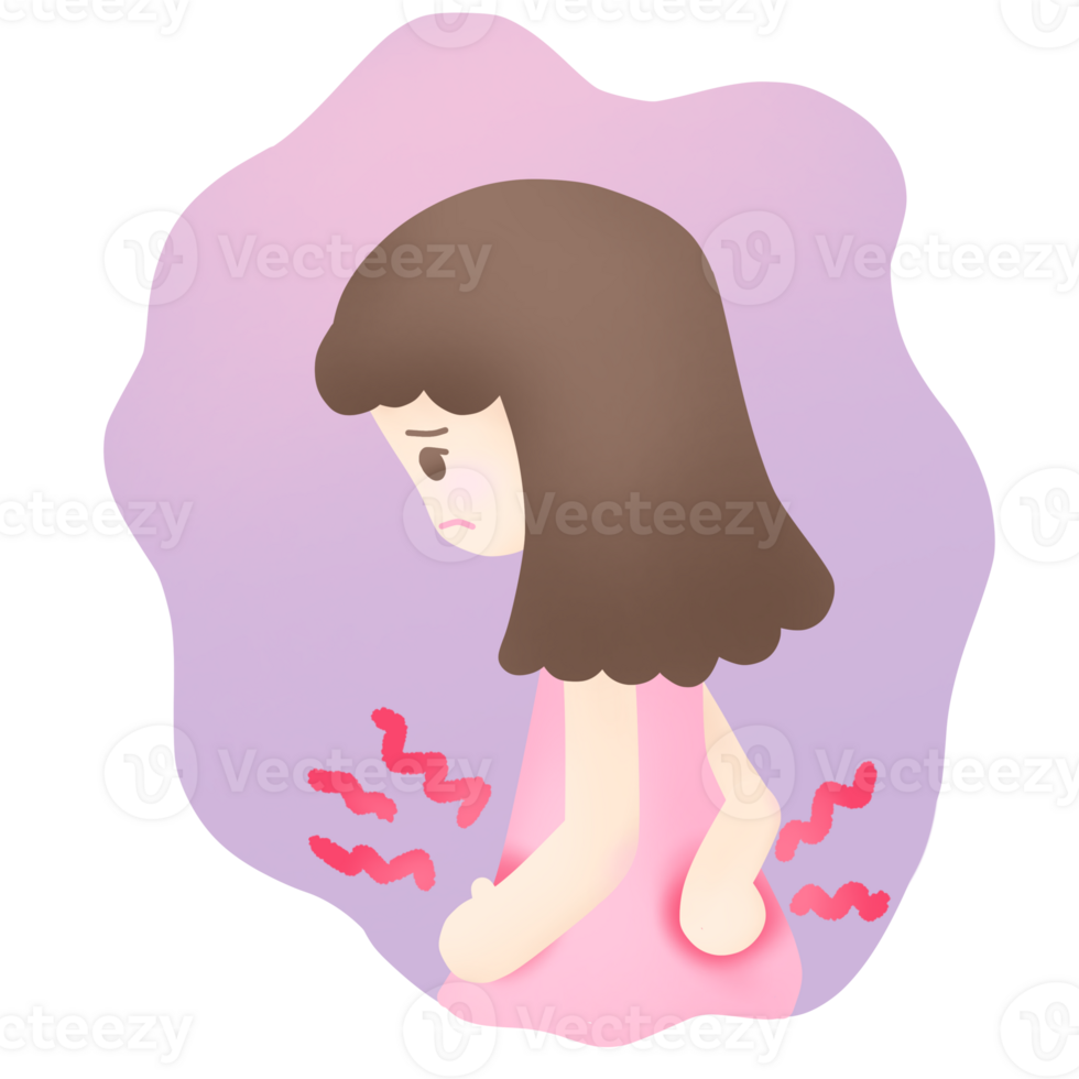 Illustration of a woman during menstruation png