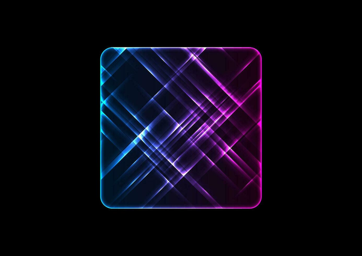 Blue purple glowing neon square abstract tech background vector