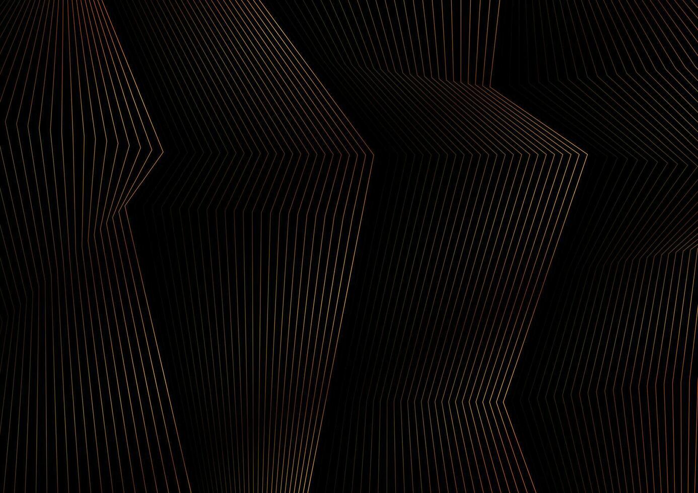Black abstract background with golden curved lines pattern vector
