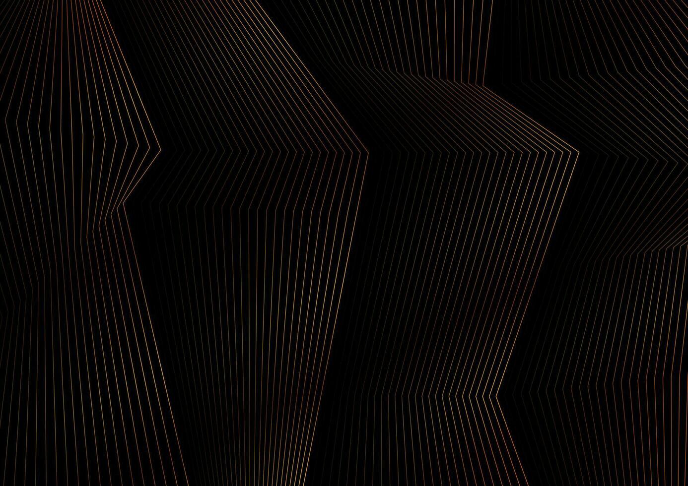 Black abstract background with golden curved lines pattern vector