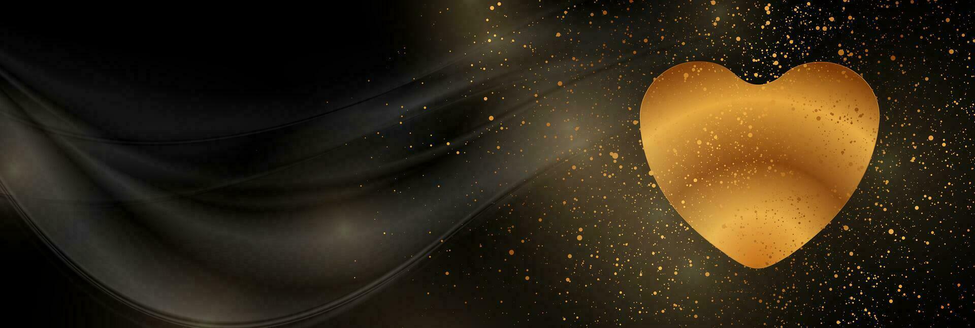 Wavy St Valentines Day background with golden heart vector