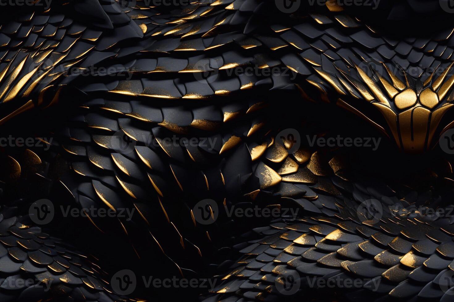 Black snakes.Seamless magical fantasy pattern with snakes and dragons.Scales. photo