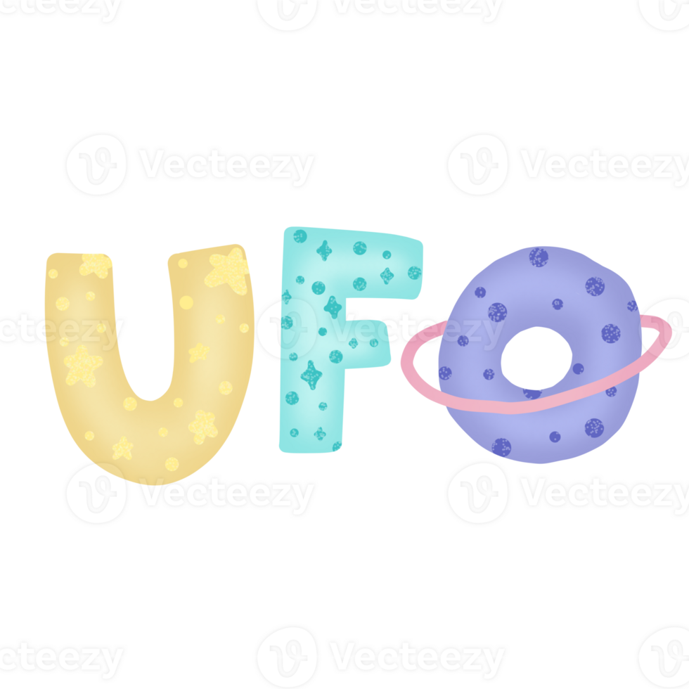 UFO cute word png