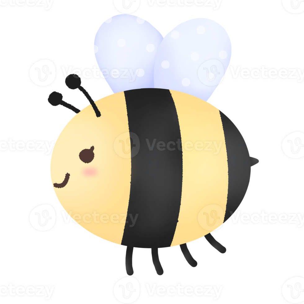 Yellow and black cute little bee png