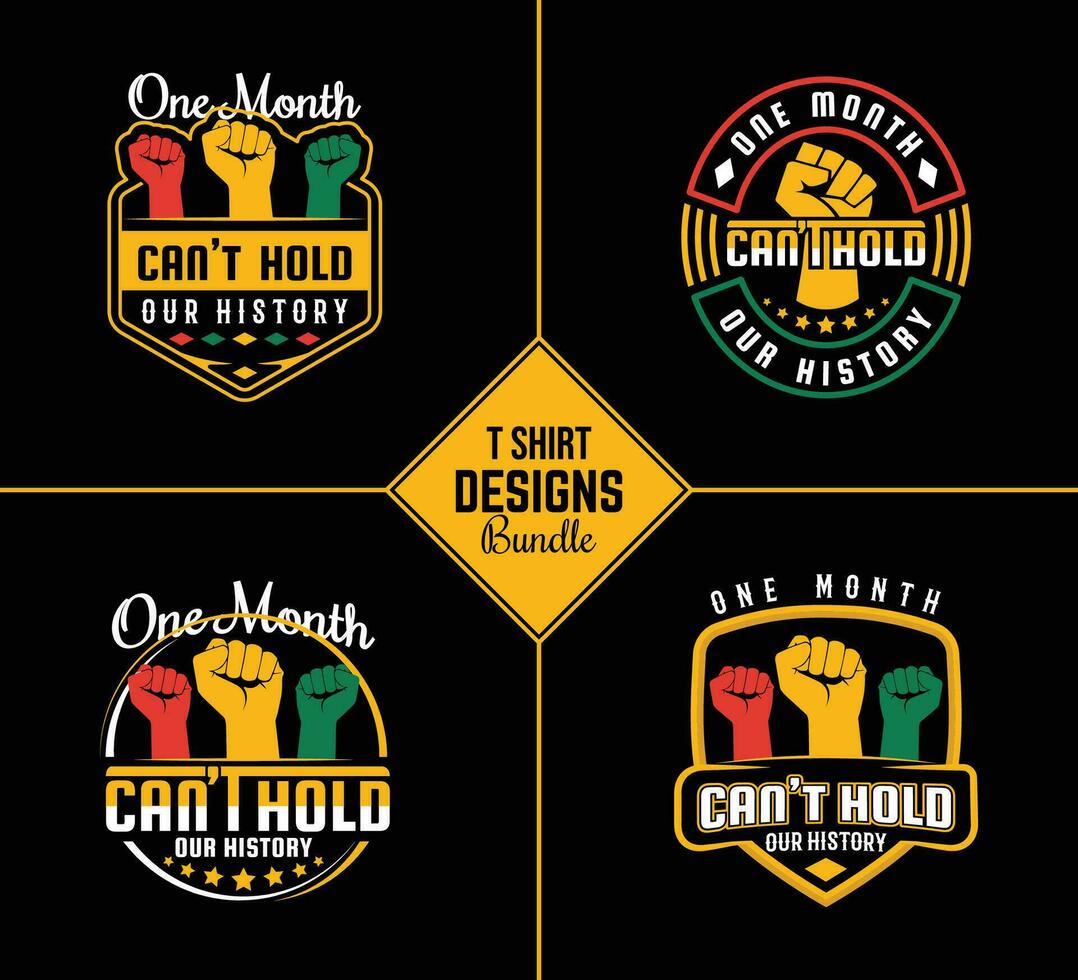 Black history month t shirt design bundle template set with black history quote and vector shape