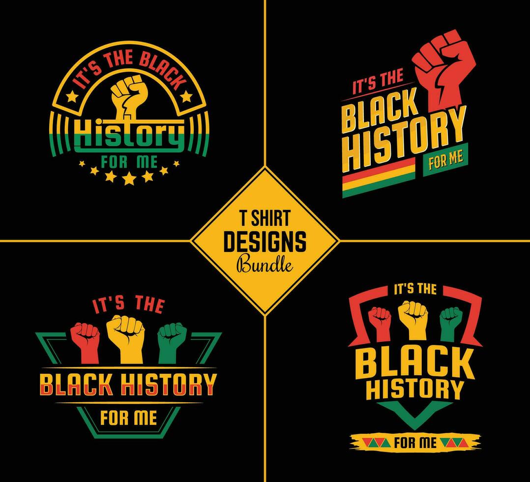 Black history month t shirt design bundle template set with black history quote and vector shape