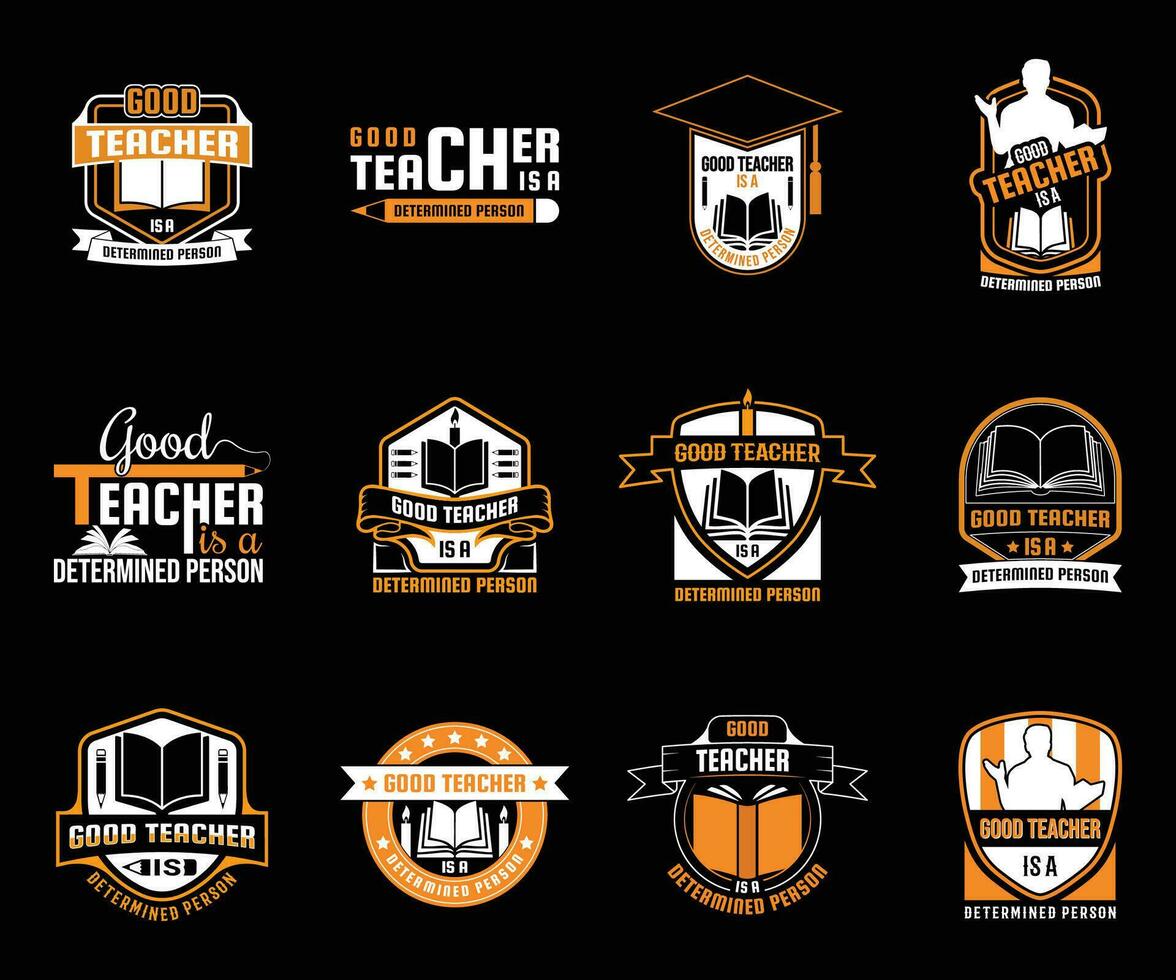 Teacher t shirt design mega bundle set with creative teacher day motivation quote and vector shape