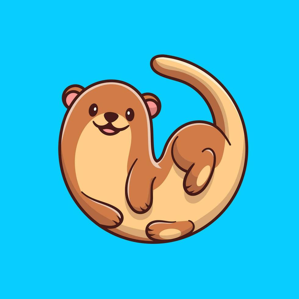 Cute Otter Cartoon Vector Icon Illustration. Animal Nature  Icon Concept Isolated Premium Vector. Flat Cartoon Style