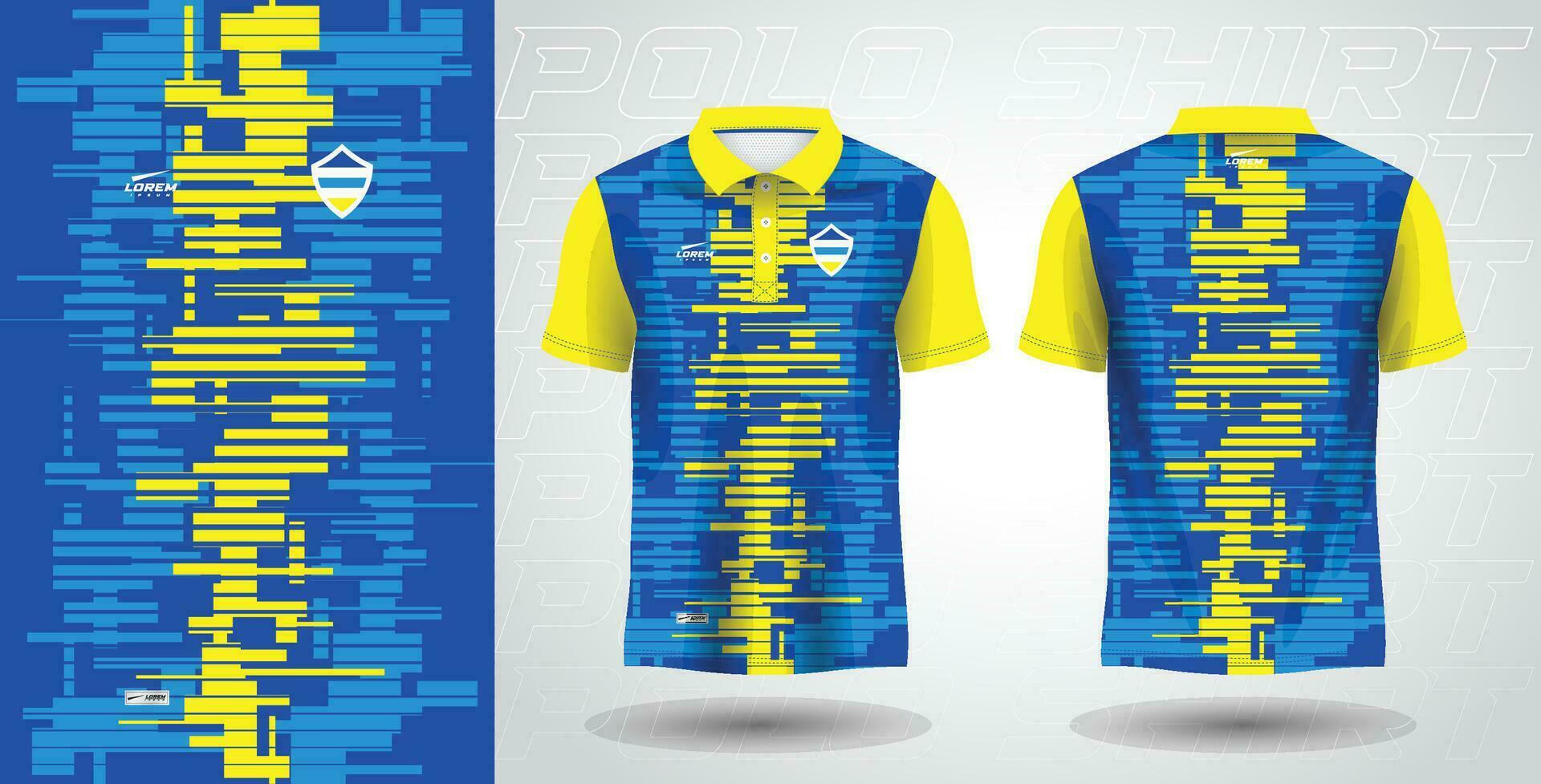 blue yellow polo sport shirt sublimation jersey template design mockup vector