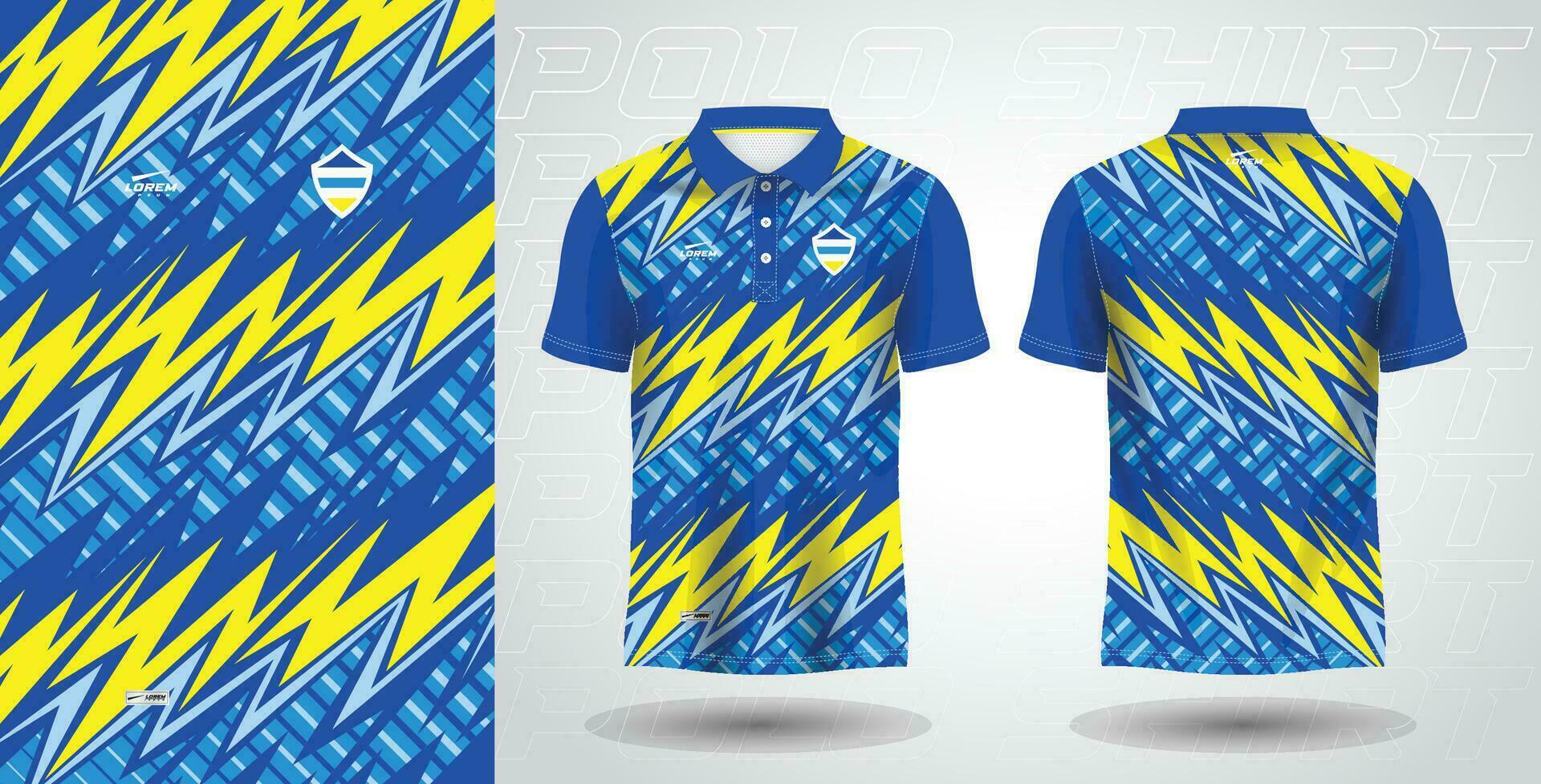 blue yellow polo sport shirt sublimation jersey template design mockup vector