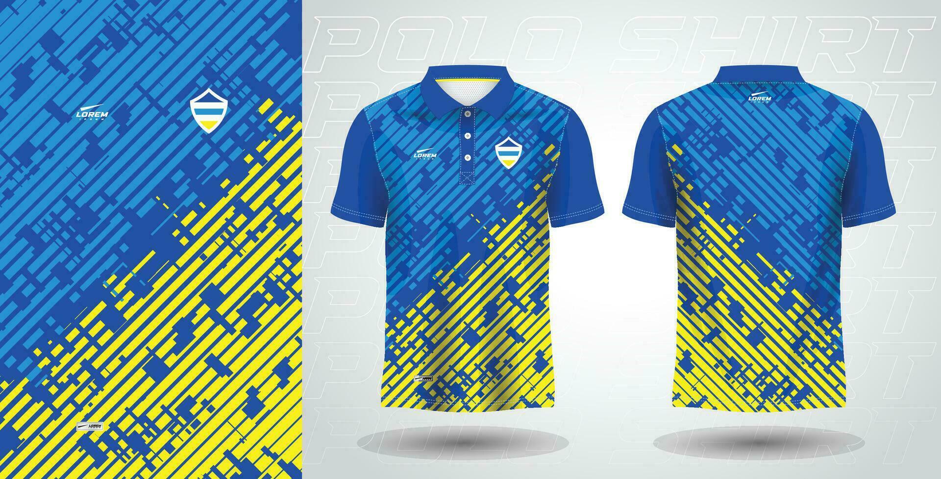 blue yellow polo sport shirt sublimation jersey template design mockup vector
