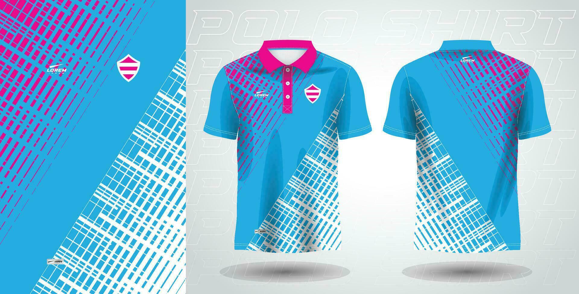 blue pink polo sport shirt sublimation jersey template design mockup vector