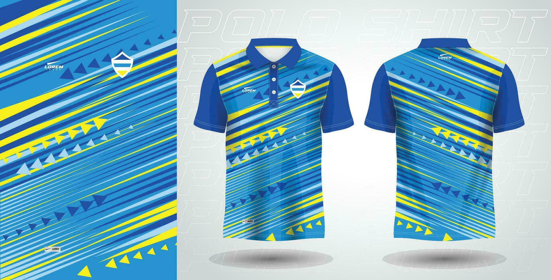 blue yellow polo sport shirt sublimation jersey template design mockup vector