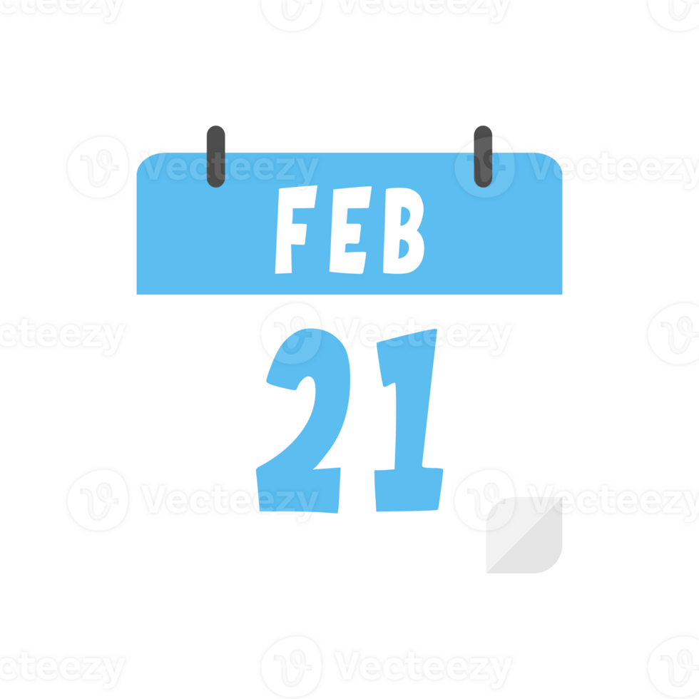 February 21th calendar icon on transparent background png