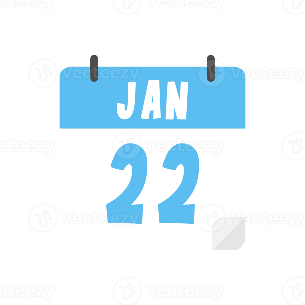 january 22th calendar icon on transparent background png