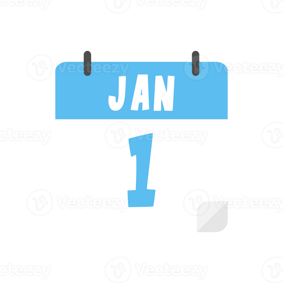 january 1st calendar icon on transparent background png