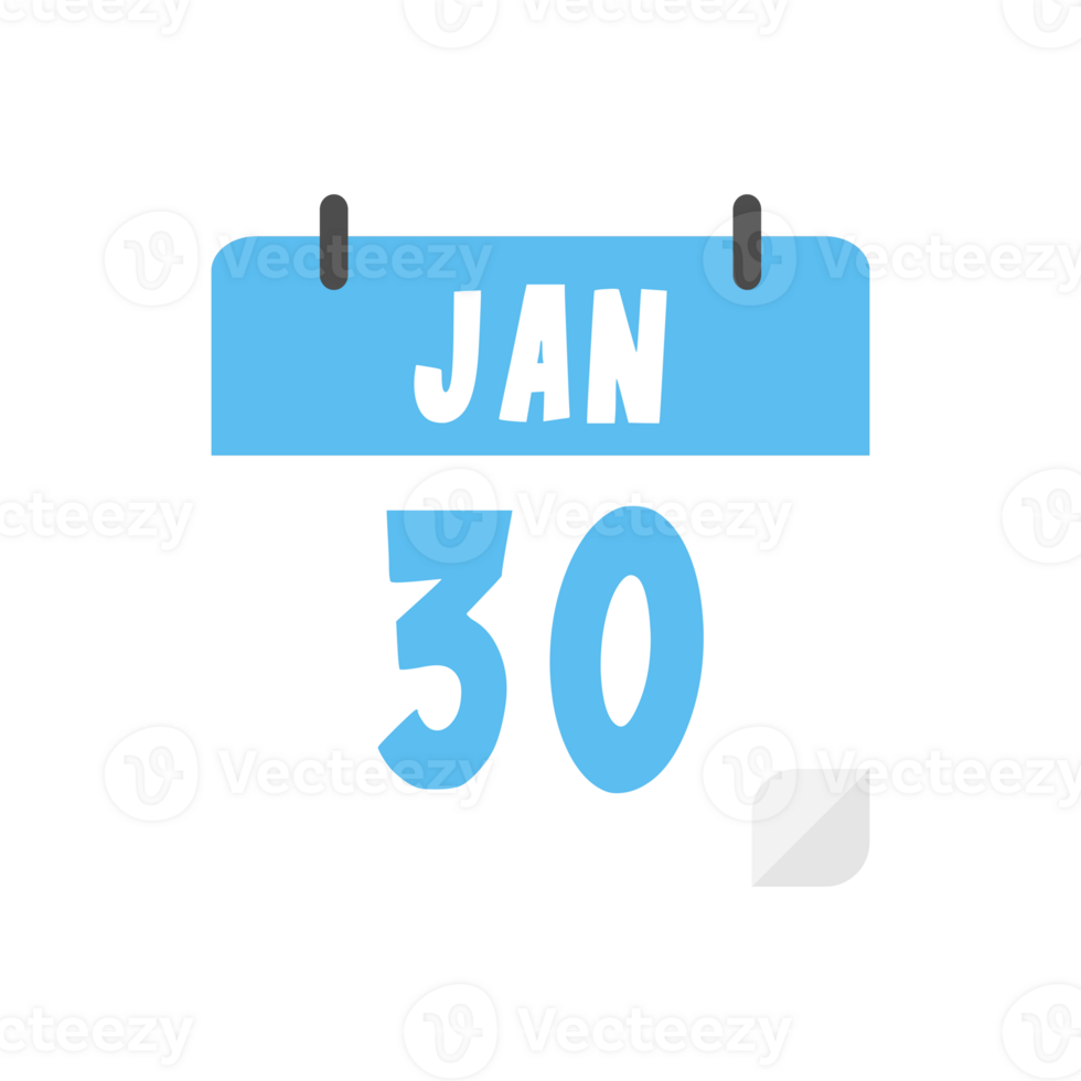 january 30th calendar icon on transparent background png
