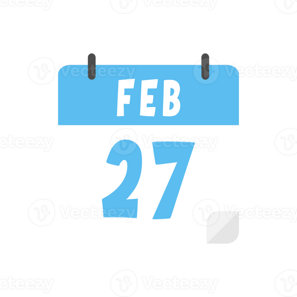 February 27th calendar icon on transparent background png