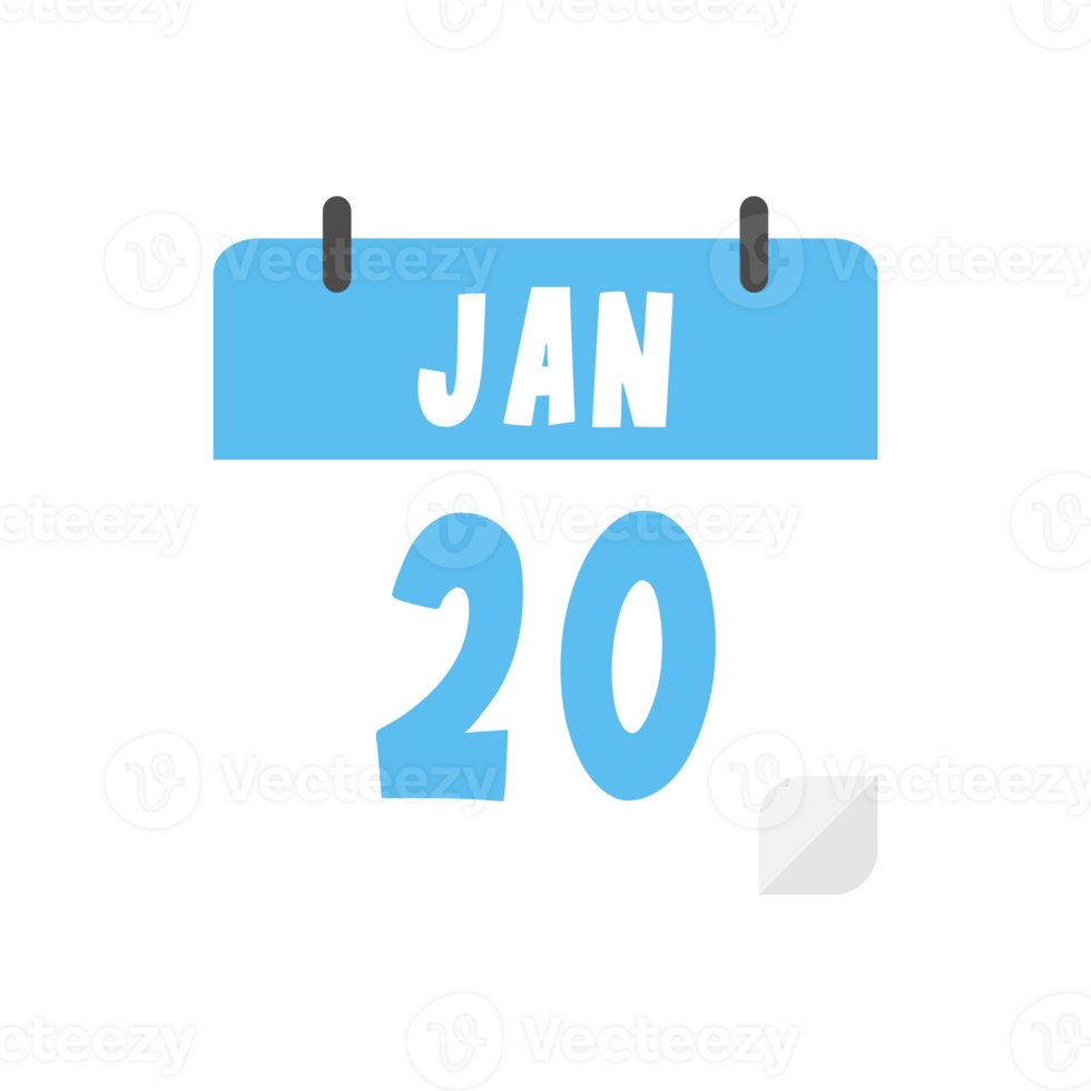 january 20th calendar icon on transparent background png