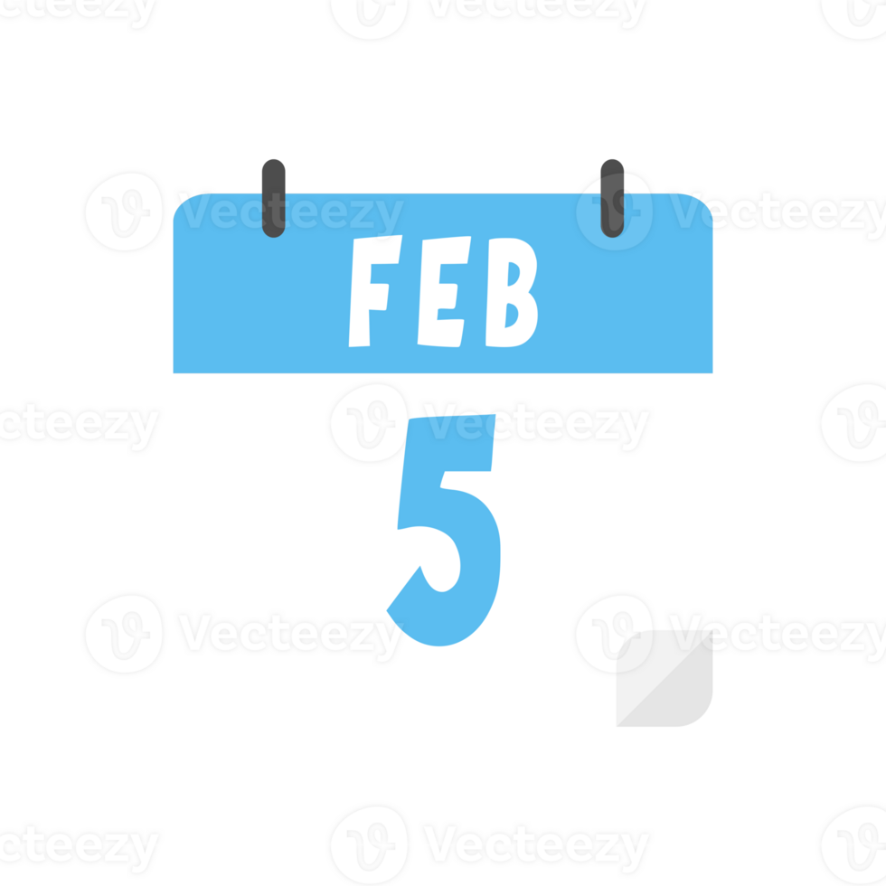 February 5th calendar icon on transparent background 28079762 PNG