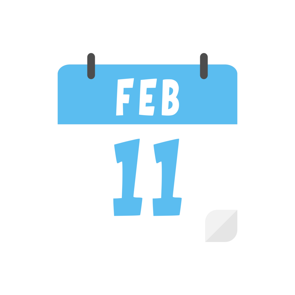 February 11th calendar icon on transparent background png