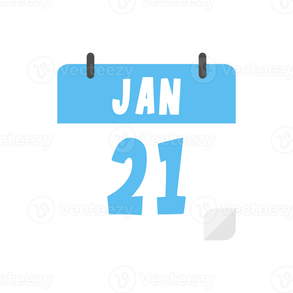 january 21th calendar icon on transparent background png